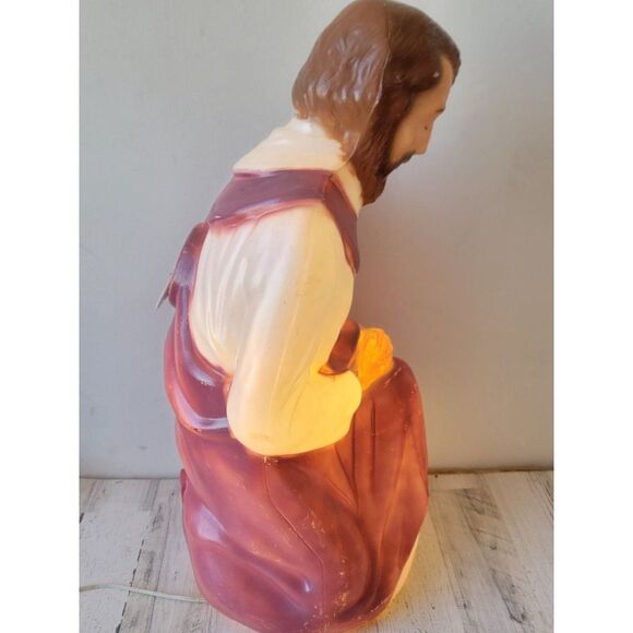 Vintage nativity scene Joseph father Jesus blow mold lawn Decor Xmas - Picture 13 of 15